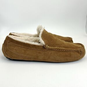 UGG Ascot Slippers Mens Sz 13 Brown Suede Leather Wool Lining UGGpure 1101110